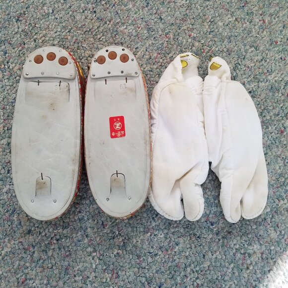 GEISHA Zori SANDELS Girls SHOES Wedge Flip Flop WITH SOCKS VINTAGE Japenese - Picture 13 of 16